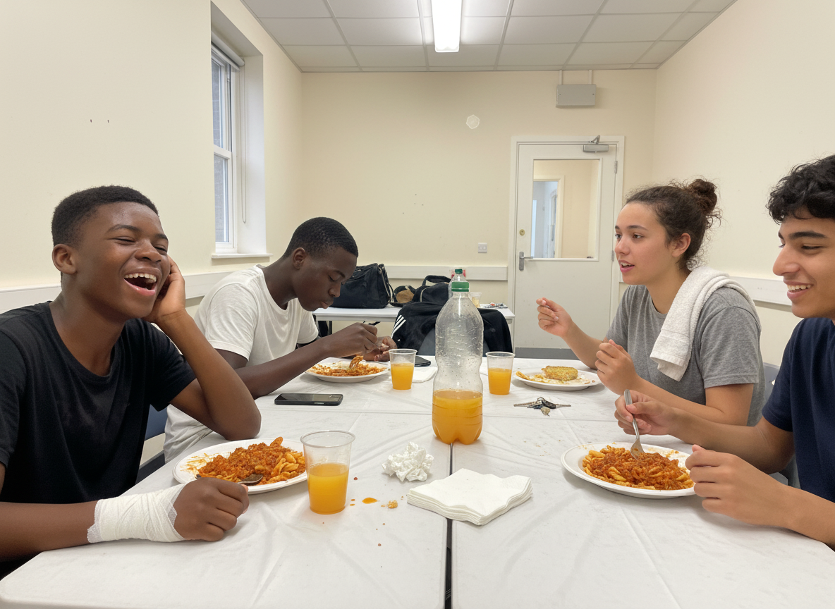 Hot meal provided after training session